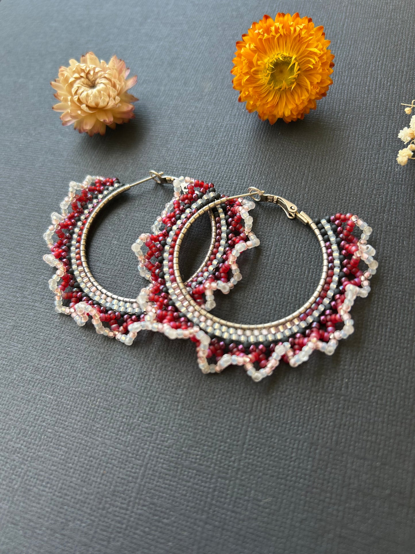 Lace Hoops ~ Cherry Pop